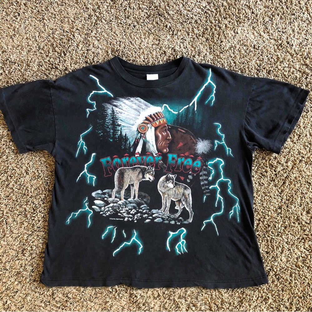 Vintage Single Stitch USA Thunder Forever Free T Shirt Mens XL